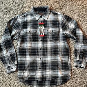 Orvis Men's Black and White Plaid Shirt
